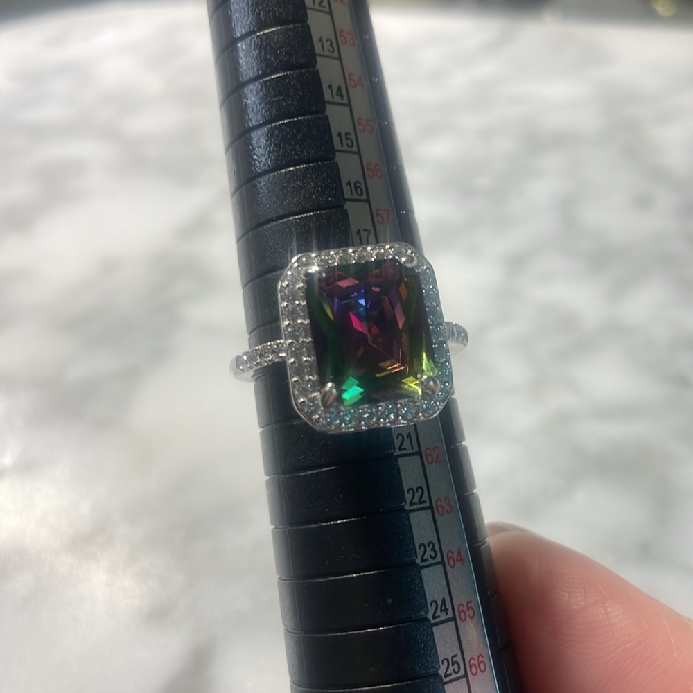 Large Mystic Topaz Ring 925 sterling silver size 9 - Picture 6 of 7